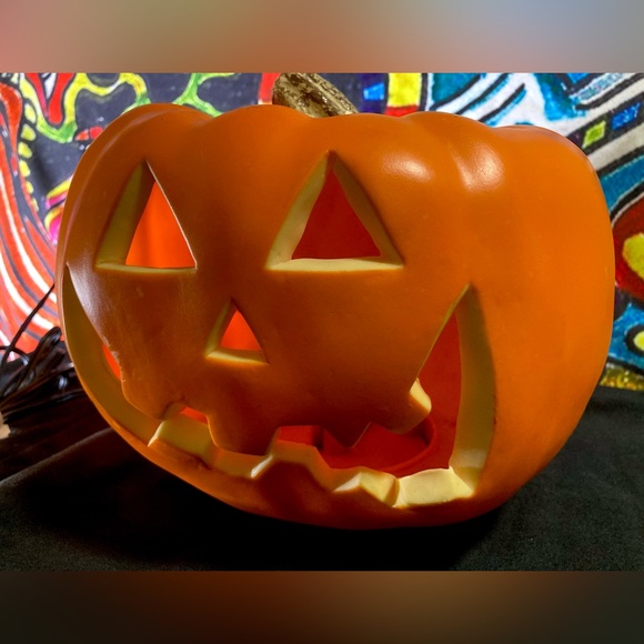 Vintage Pumpkin Jack O Lantern Lighted Halloween Fall Decor 6.5" - Picture 6 of 14